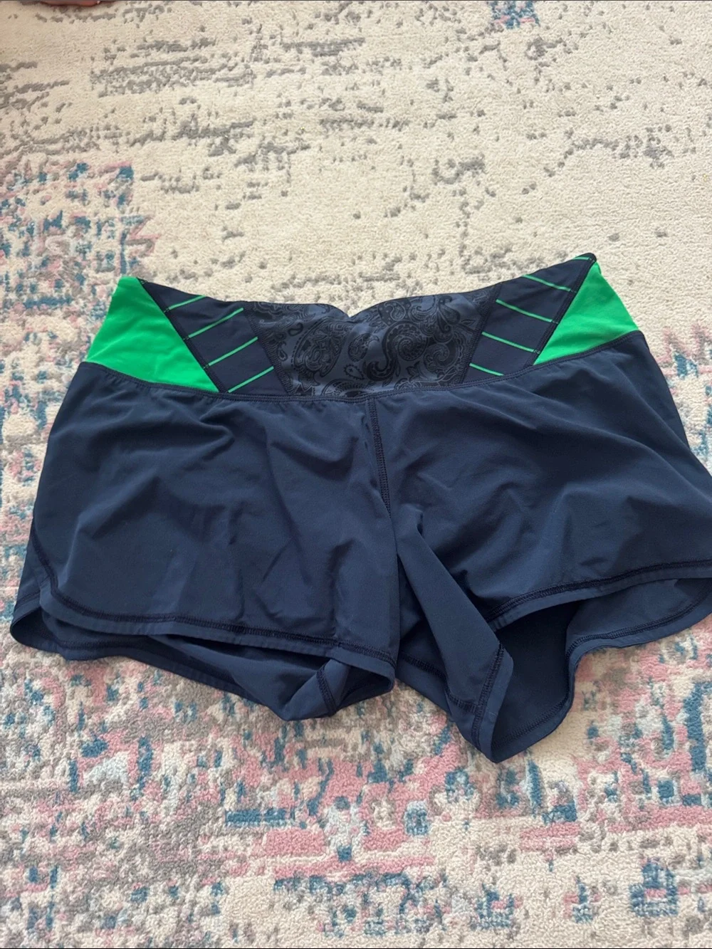 lululemon athletica Navy and Green Athletic Shorts